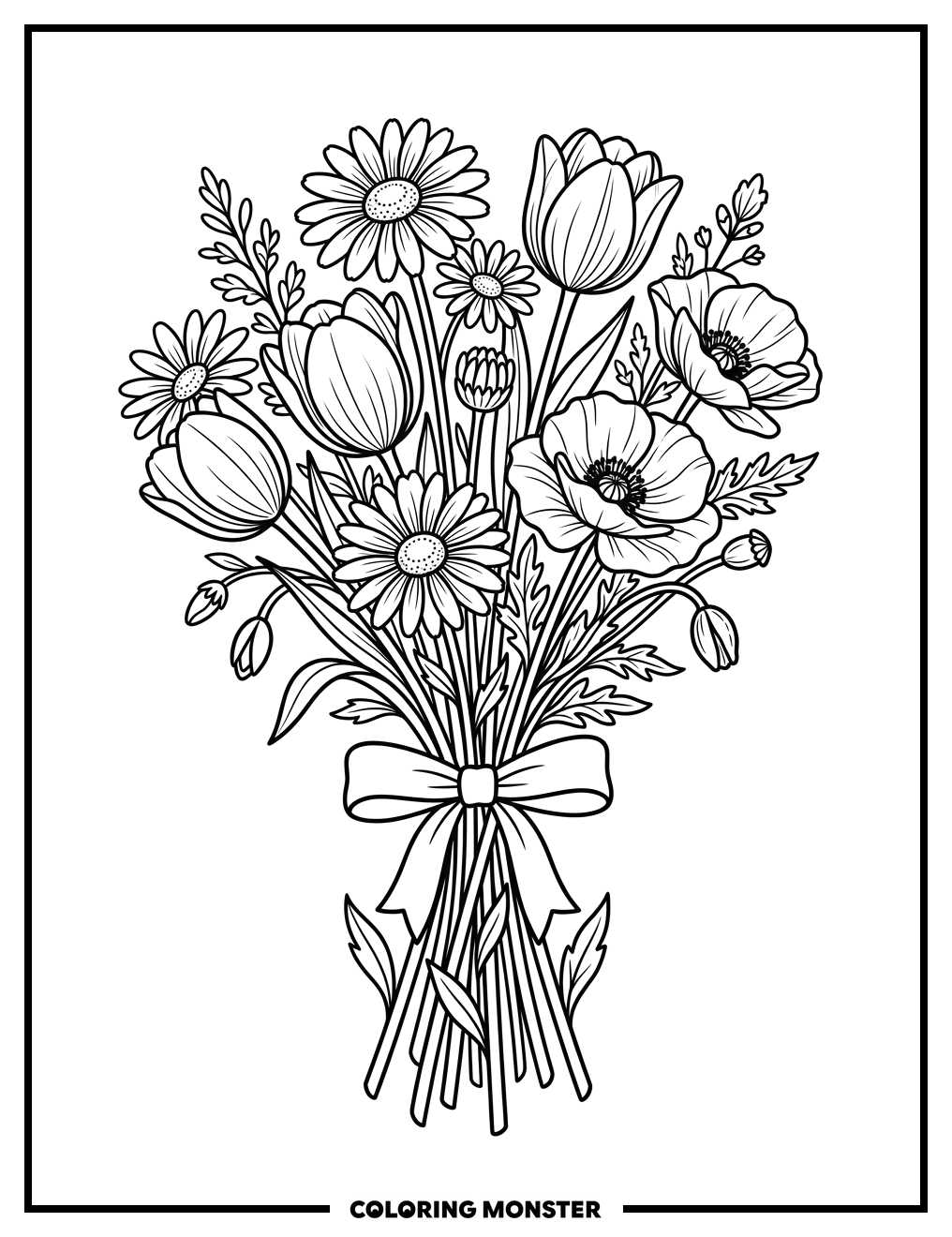 Wildflower Bouquet Coloring Page