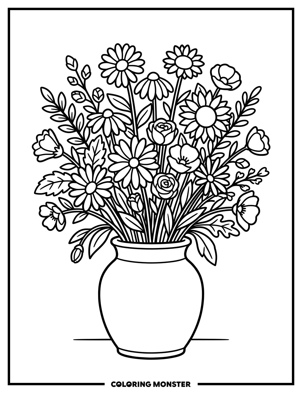Wildflower Vase Coloring Page