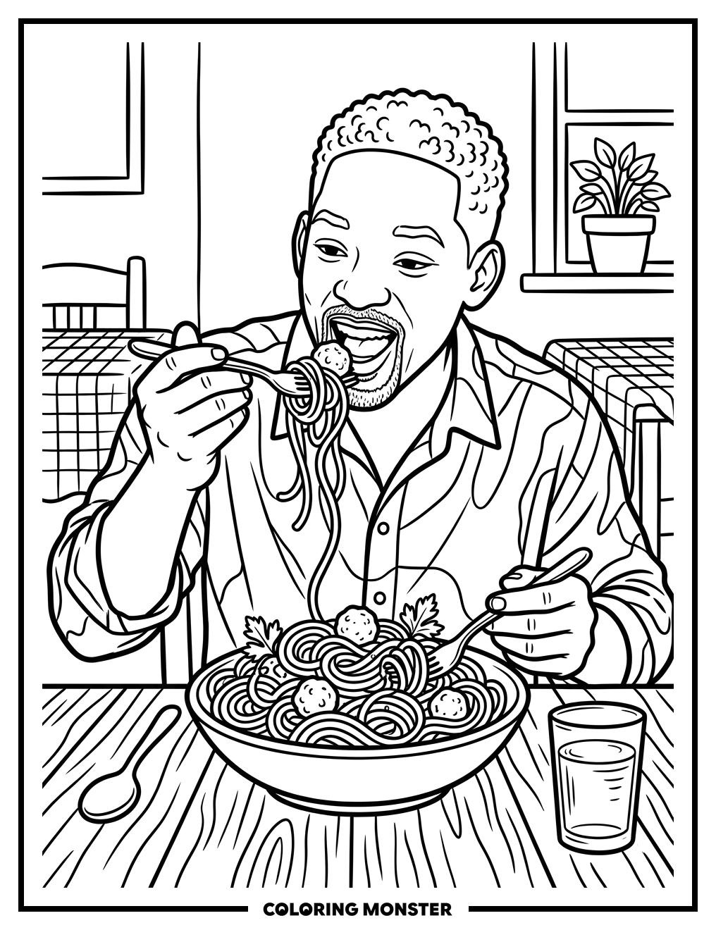Will Smith Eating Spaghetti Coloring Page