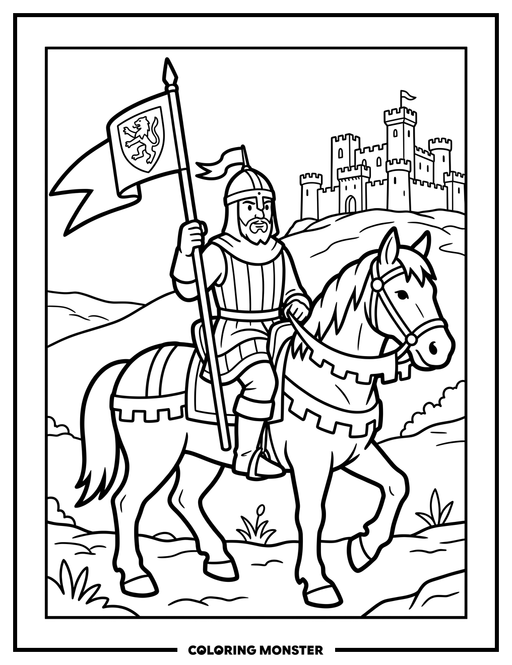 William the Conqueror on Horse Coloring Page