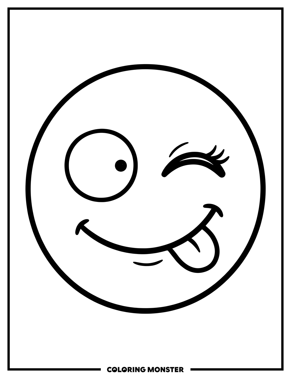 Winking Emoticon Face Coloring Page