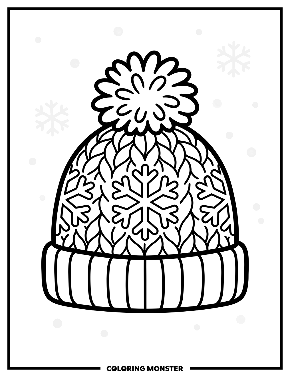 Winter Hat With Snowflakes Coloring Page