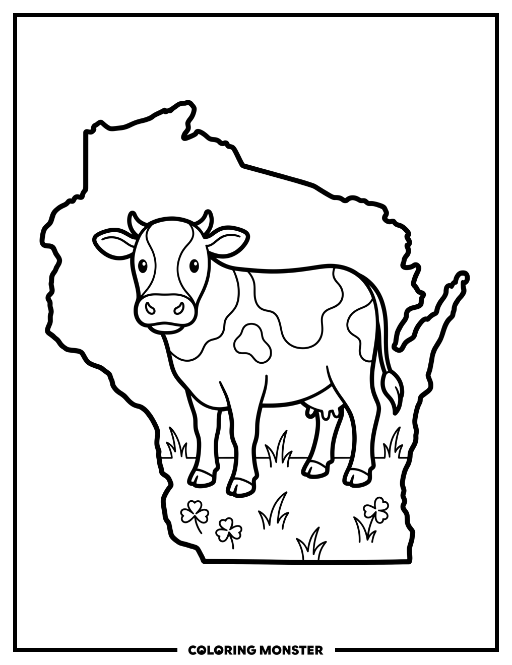 Wisconsin Dairy Cow Coloring Page