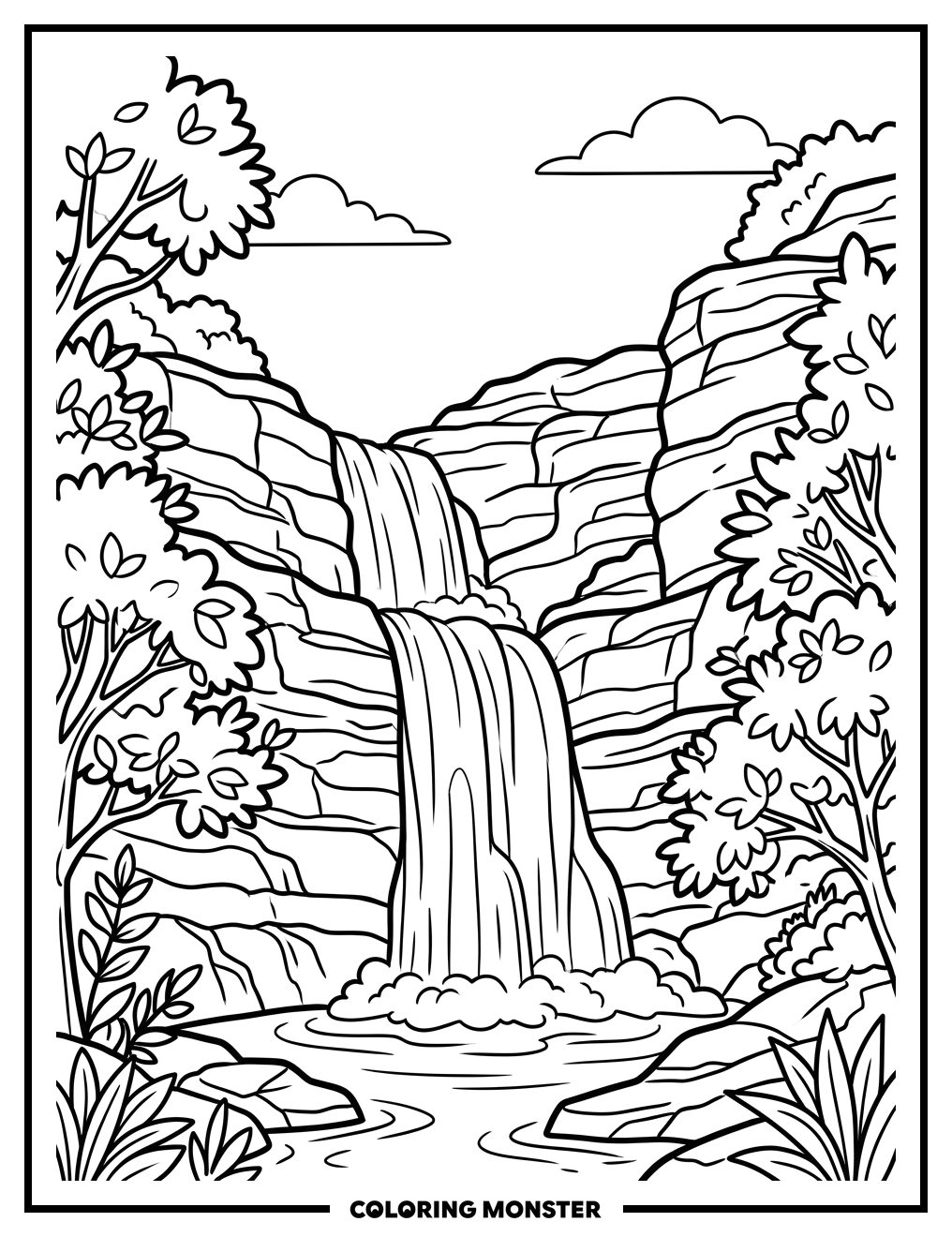 Wisconsin Dells Waterfall Coloring Page
