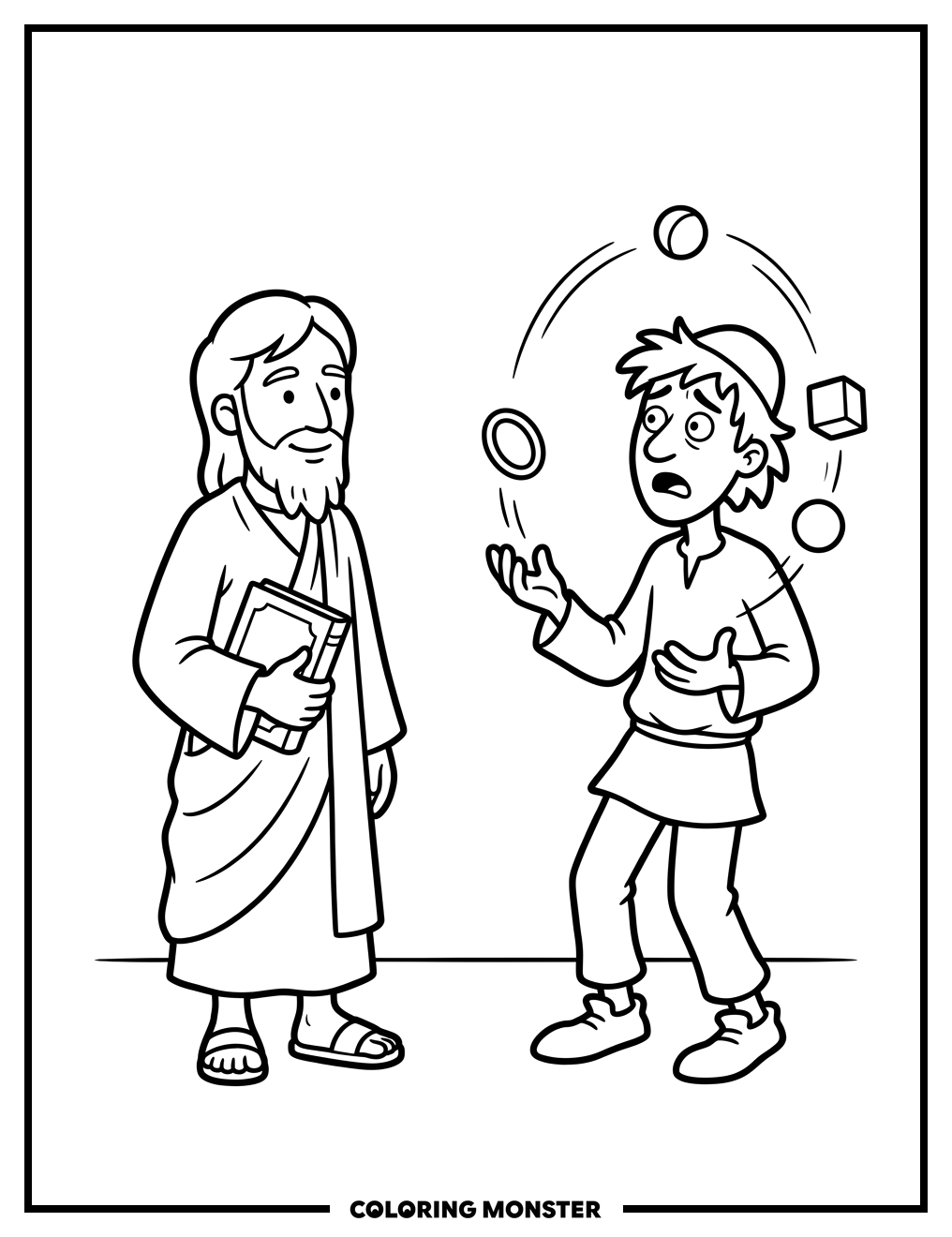 Wise Man and Foolish Man Juggling Coloring Page