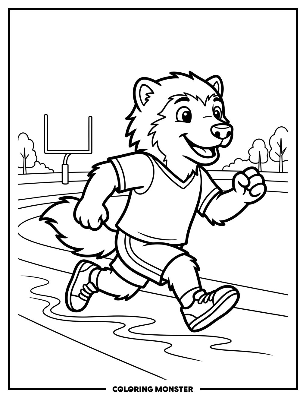 Wolverine Running on Athletic Field Coloring Page