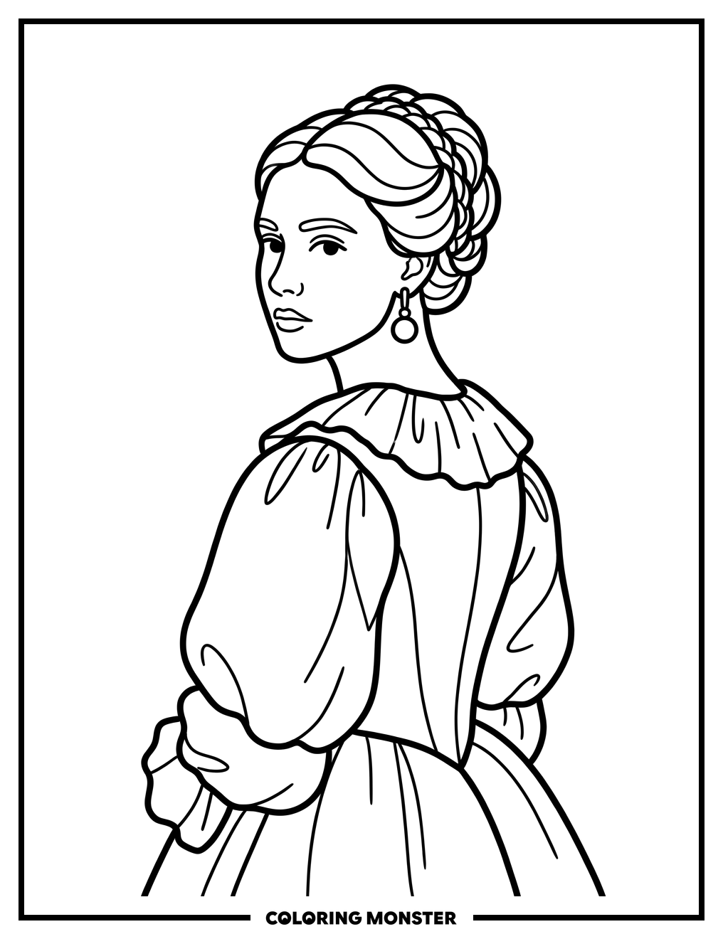Woman in Historical Dress Coloring Page