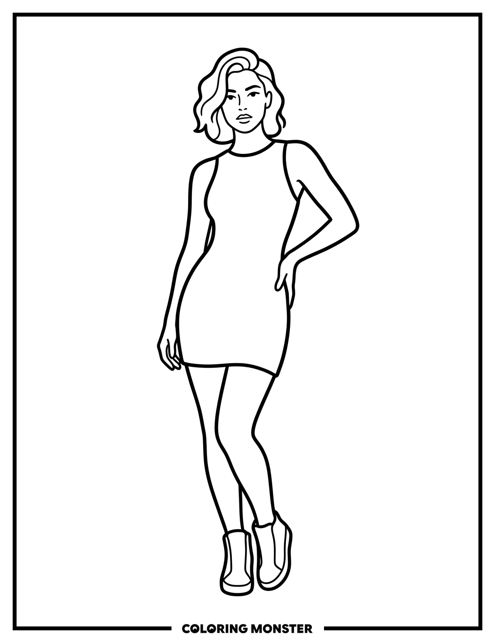 Woman Posing Simply Coloring Page