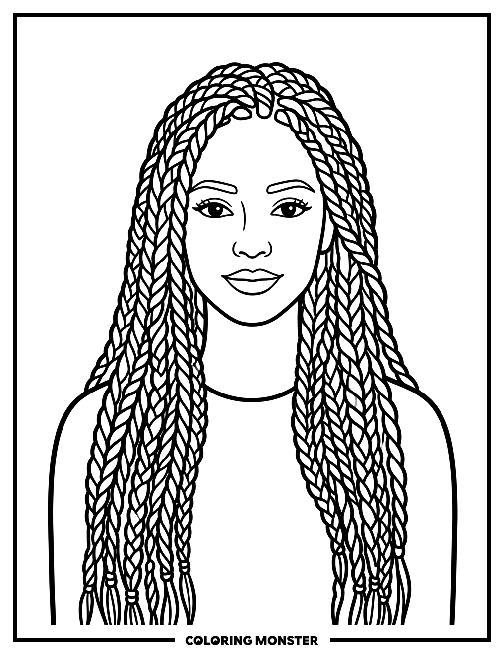 Woman With Braided Hair Coloring Page