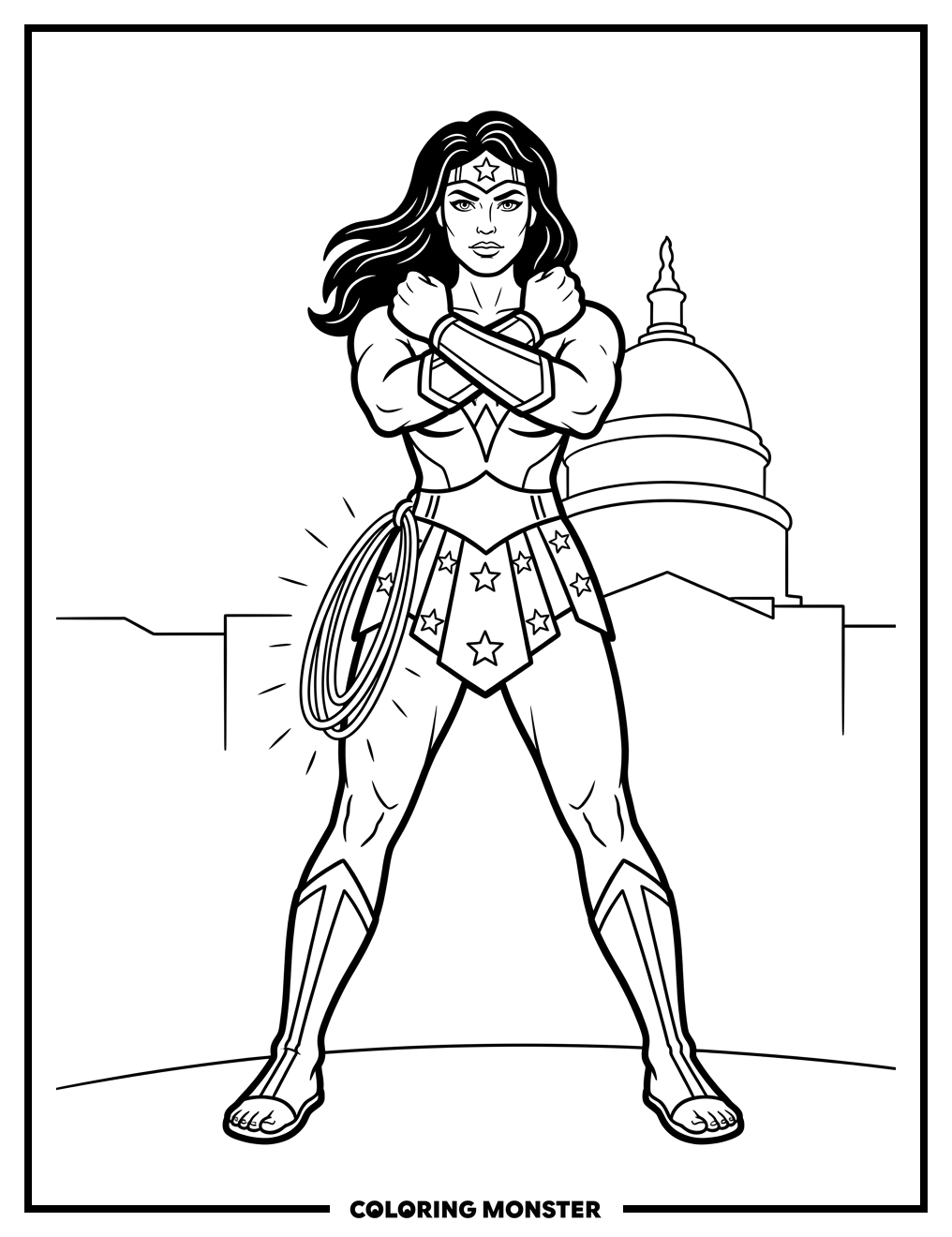 Wonder Woman in Washington D.C. Coloring Page