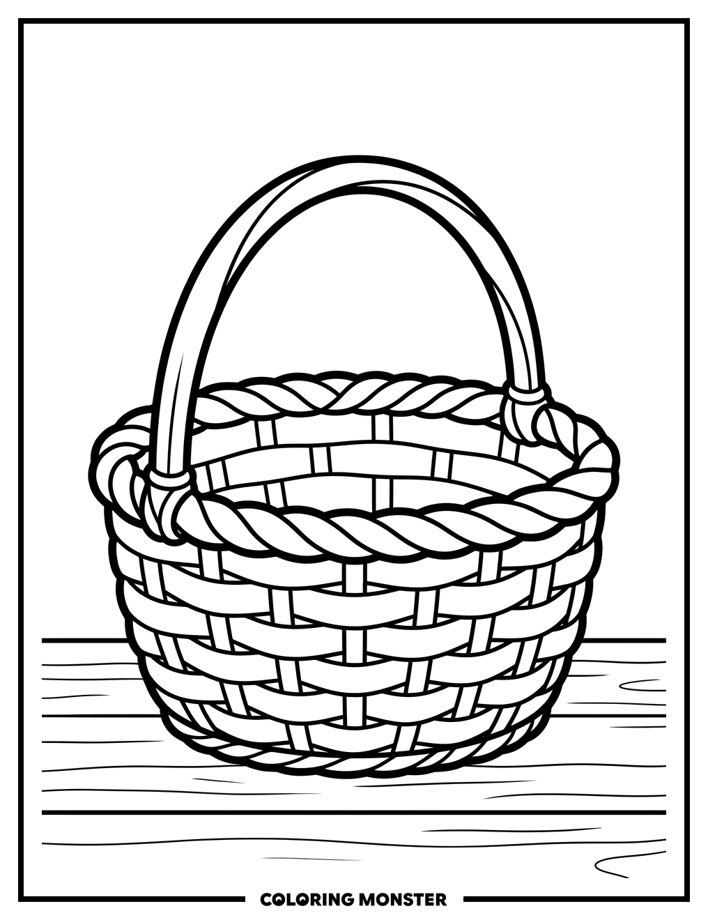 Woven Basket With Handle Coloring Page