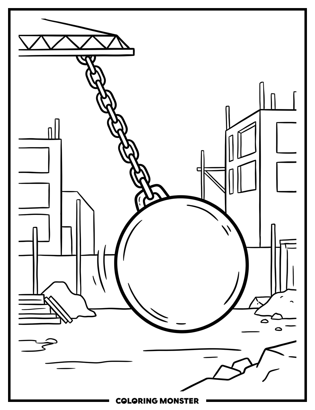 Wrecking Ball in Action Coloring Page