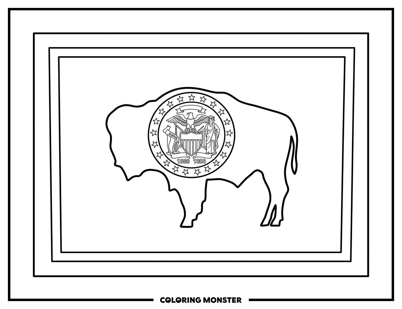 Wyoming State Flag Coloring Page