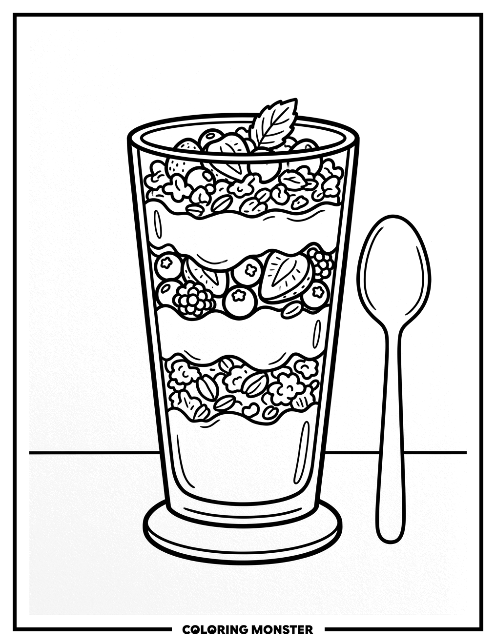 Yogurt Parfait Coloring Page