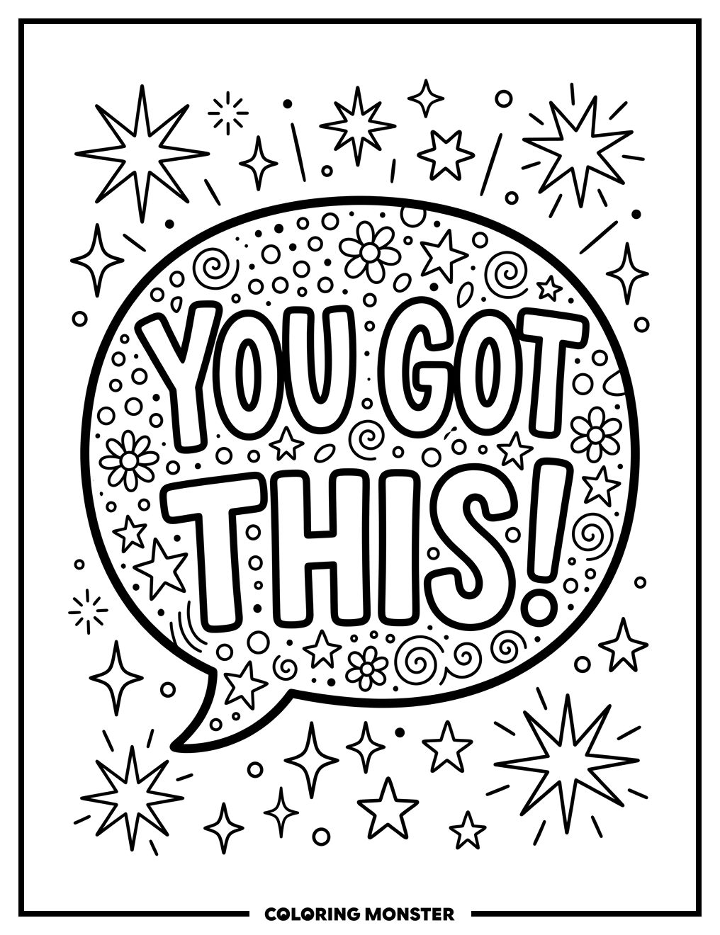 You Got This! Speech Bubble Coloring Page