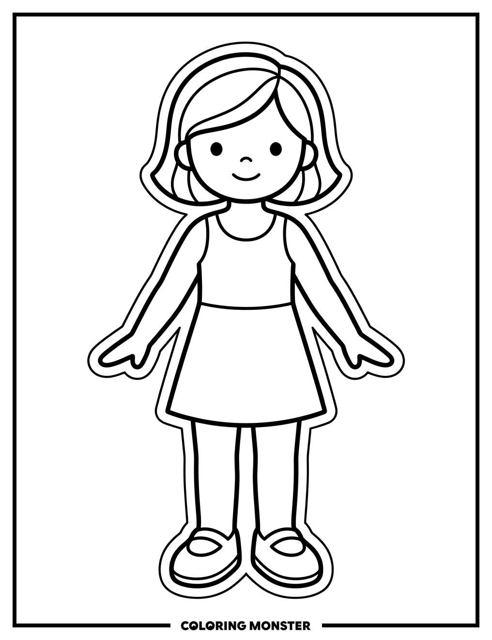 Young Girl Paper Doll Coloring Page