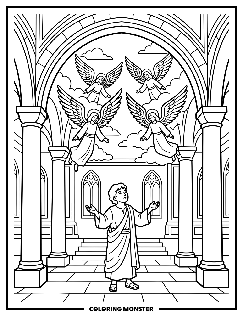 Young Isaiah Sees Angels Coloring Page