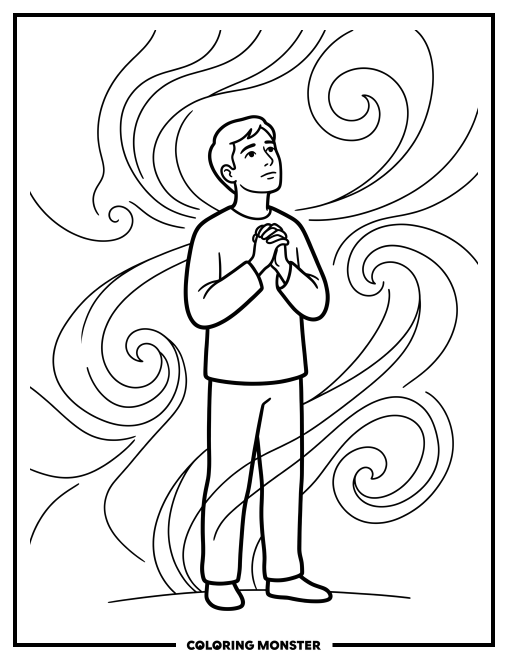 Young Man Receiving Divine Inspiration Coloring Page