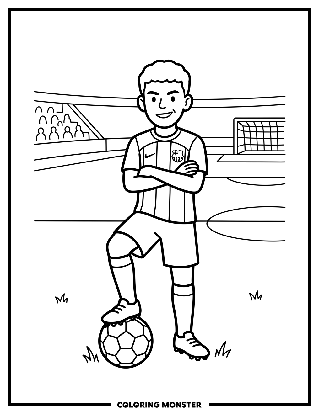 Young Soccer Player On Field Coloring Page