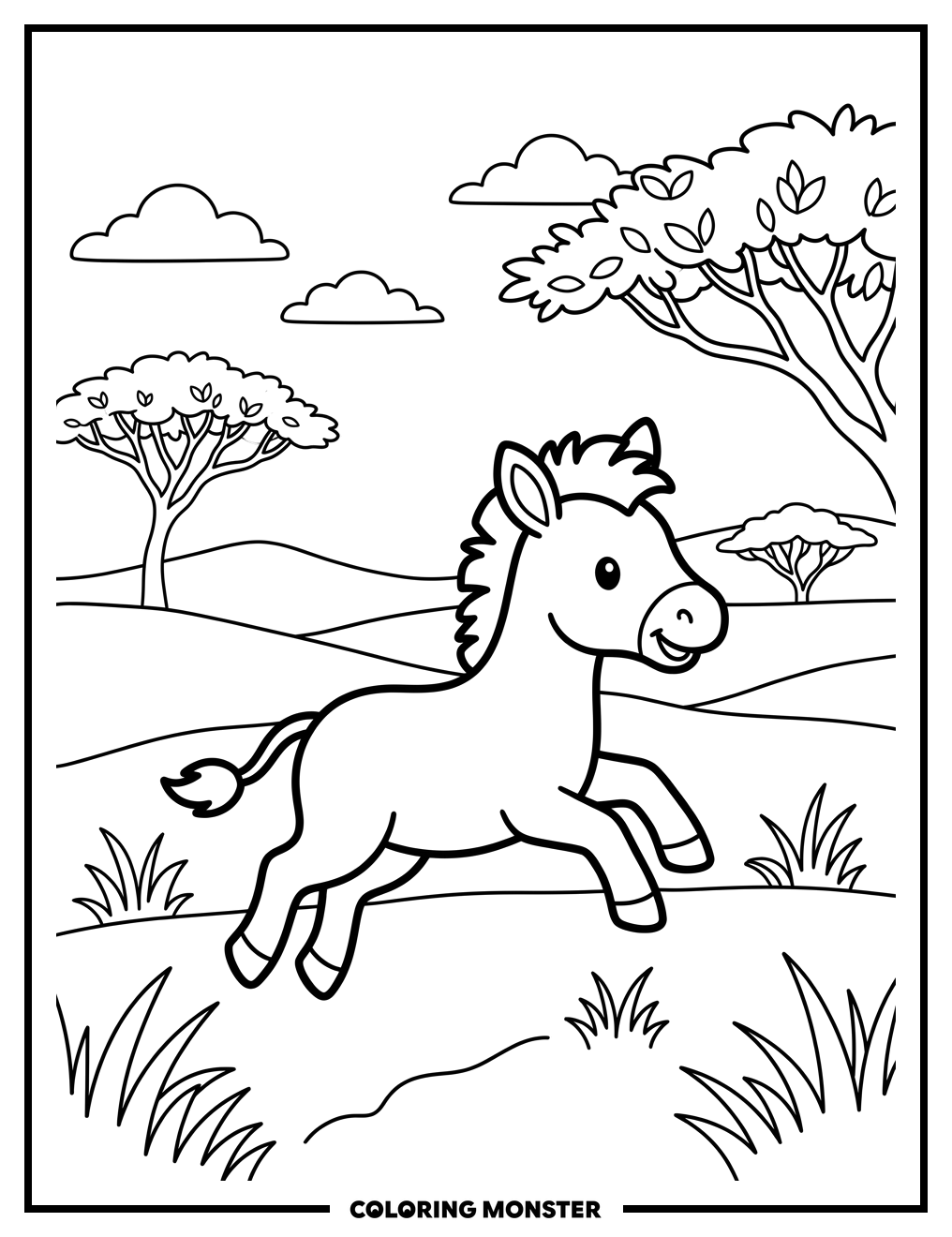 Zebra Foal Without Stripes Coloring Page